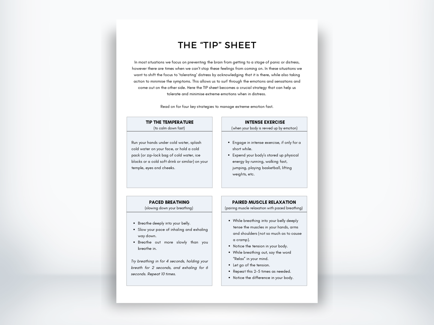 The “TIP” Sheet DBT Skills PDF