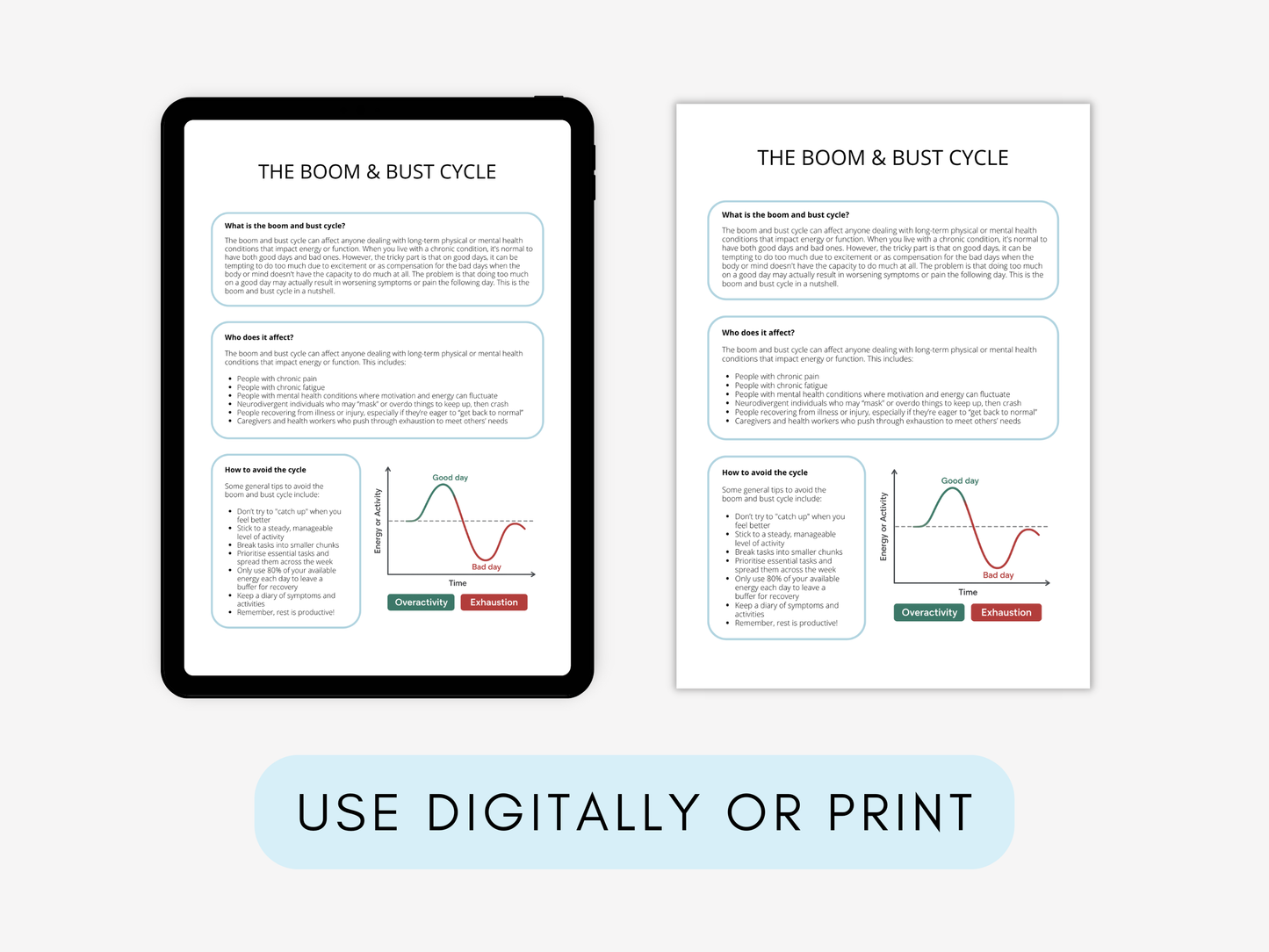 Boom and Bust Cycle Therapy Worksheets