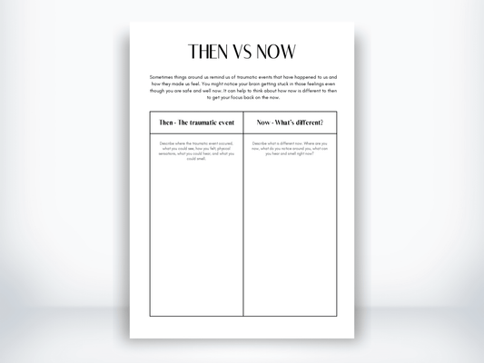 Then vs Now Trauma Exercise PDF - My Thriving Mind