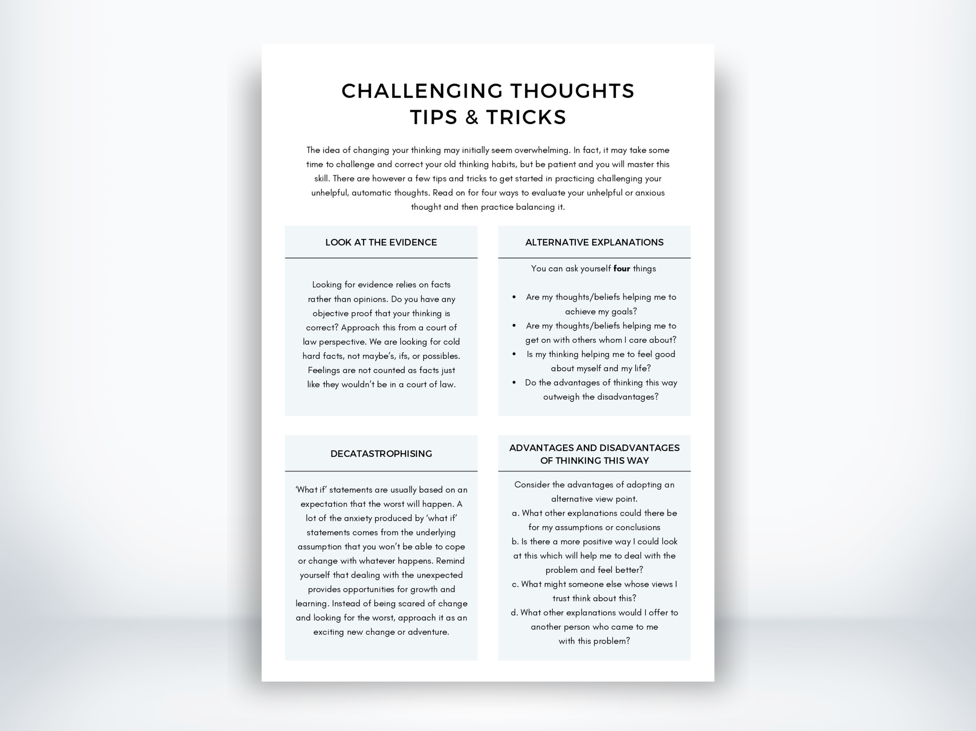 Thought Challenging Techniques PDF