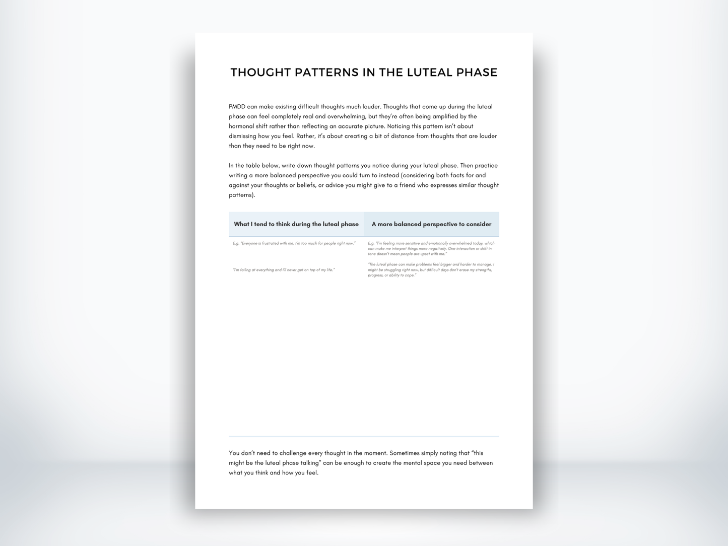 Thought Patterns in the Luteal Phase PDF