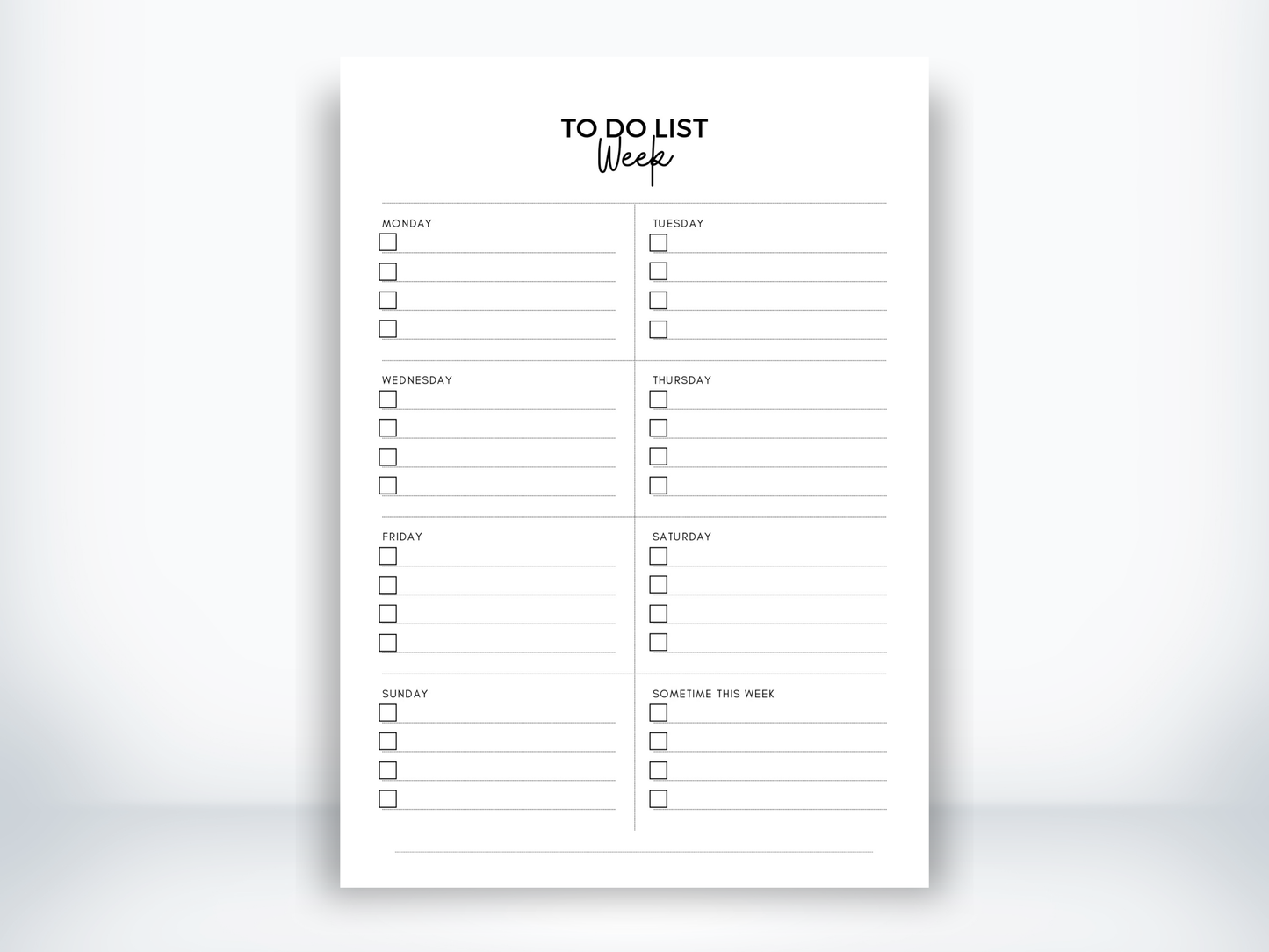 To Do List PDF - Weekly