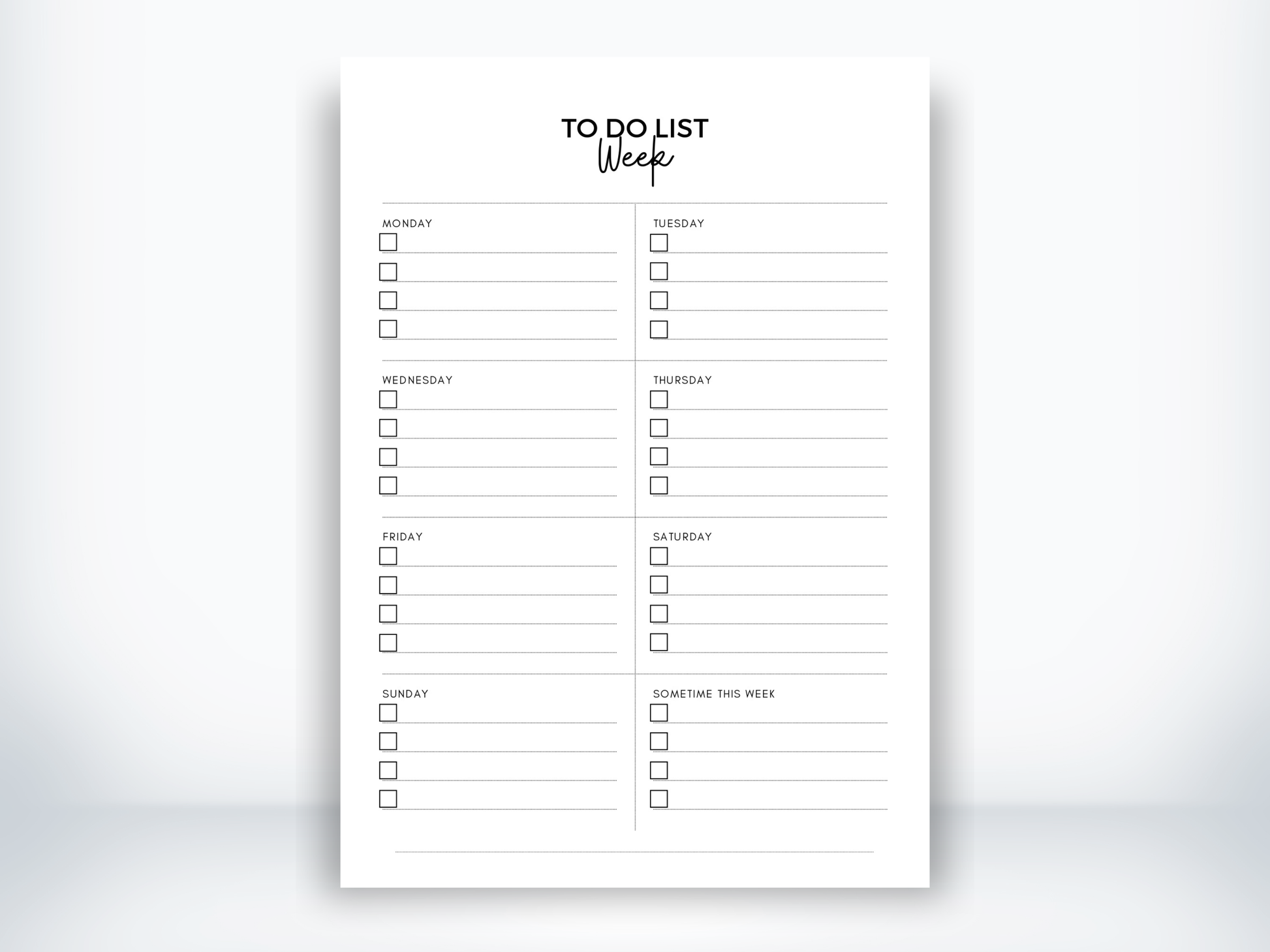 To Do List PDF - Weekly