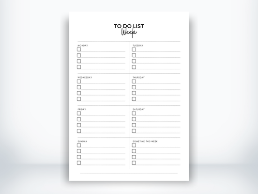 To Do List PDF - Weekly