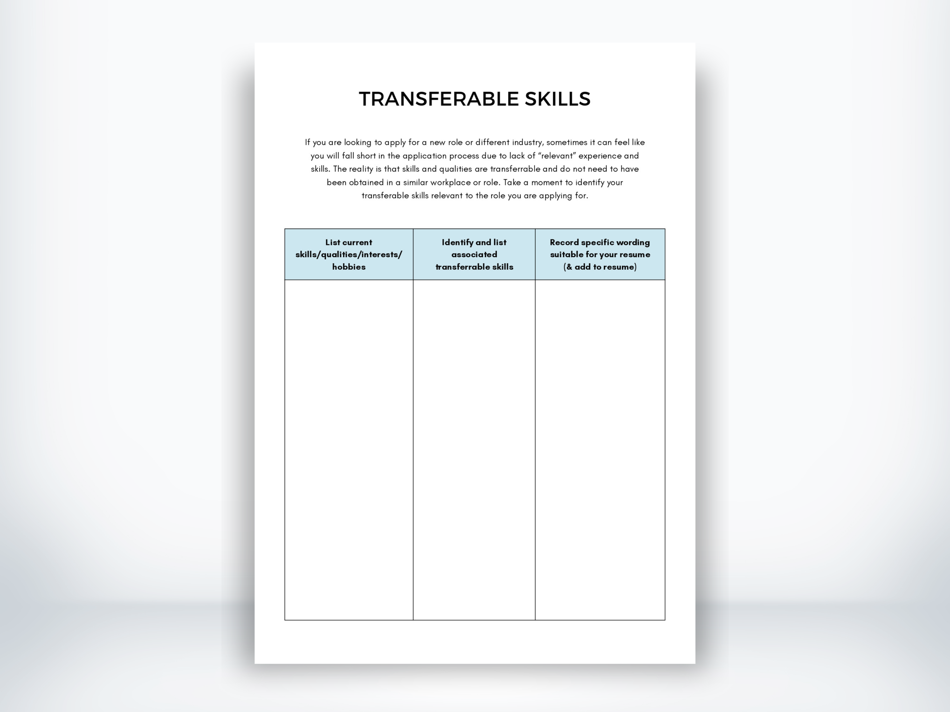 Transferable Skills for Job Searching PDF