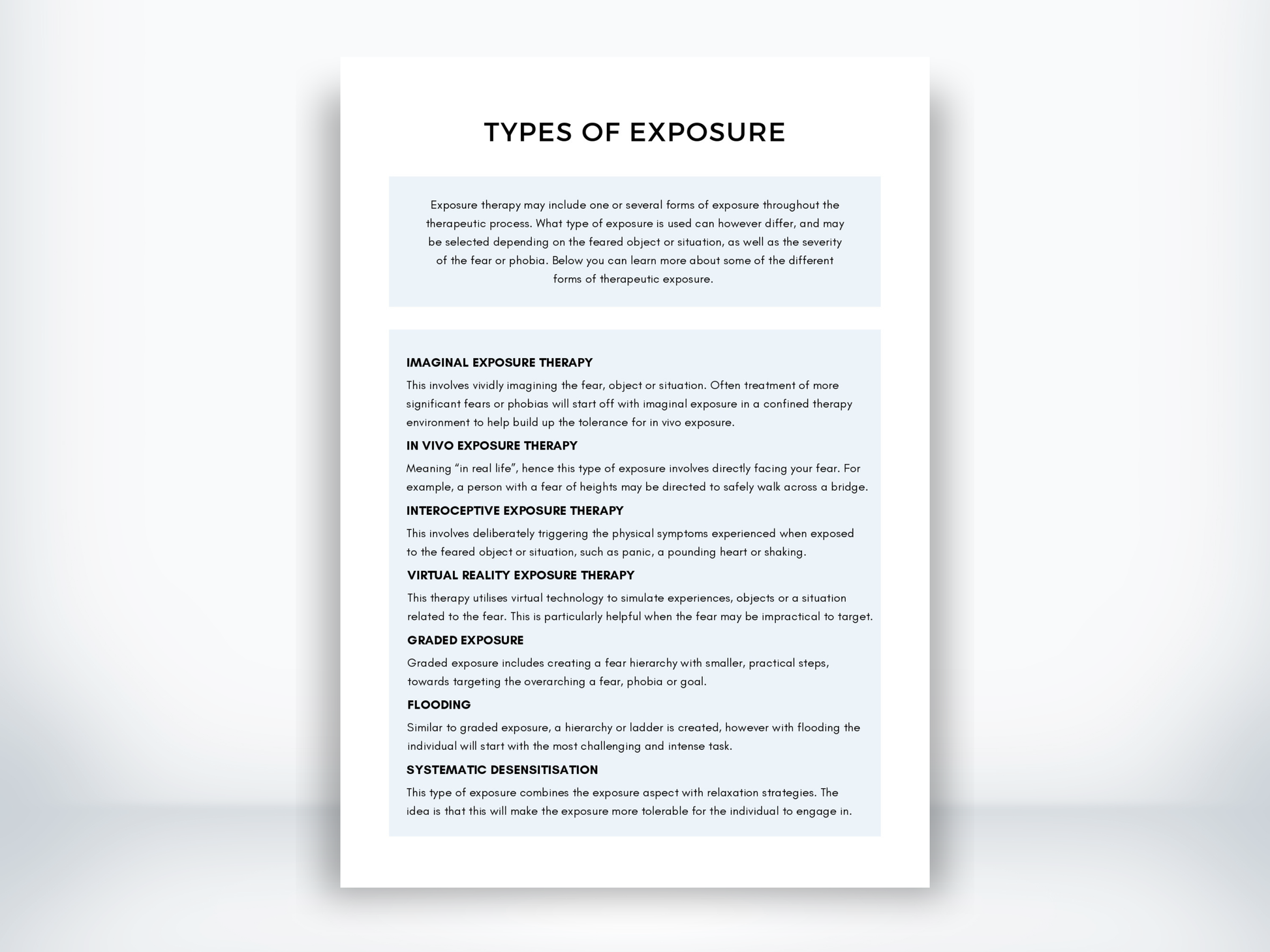 Types Of Exposure Worksheet PDF