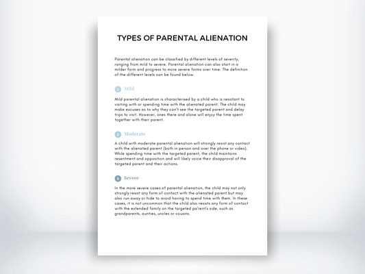 Types Of Parental Alienation Worksheet PDF