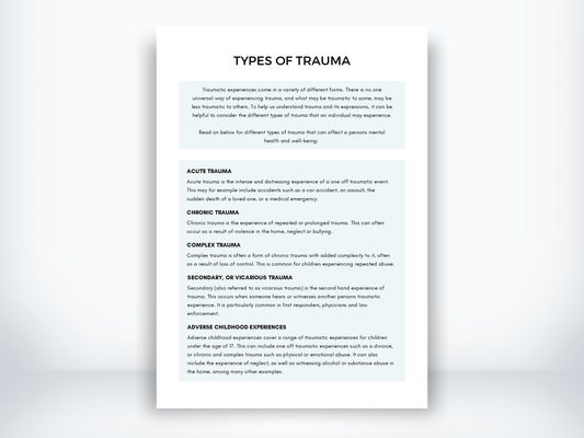 Types Of Trauma Worksheet PDF