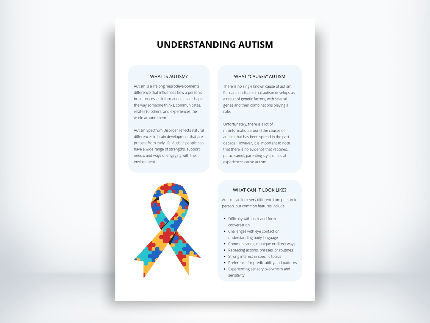Understanding Autism Handout PDF