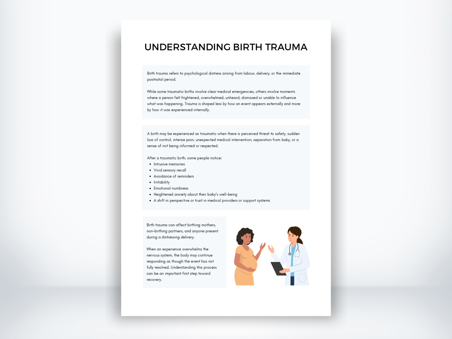 Understanding Birth Trauma Handout PDF