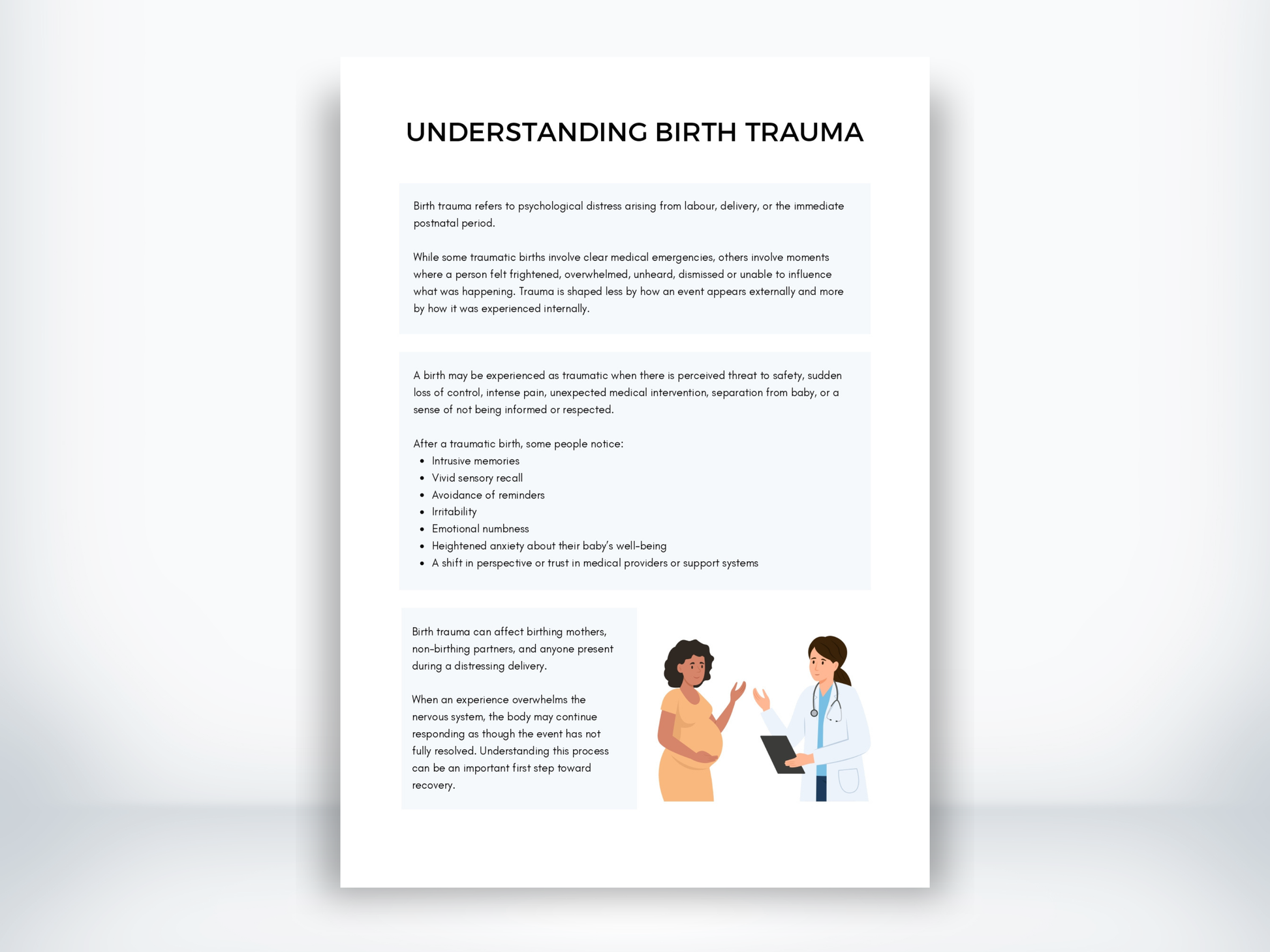 Understanding Birth Trauma Handout PDF