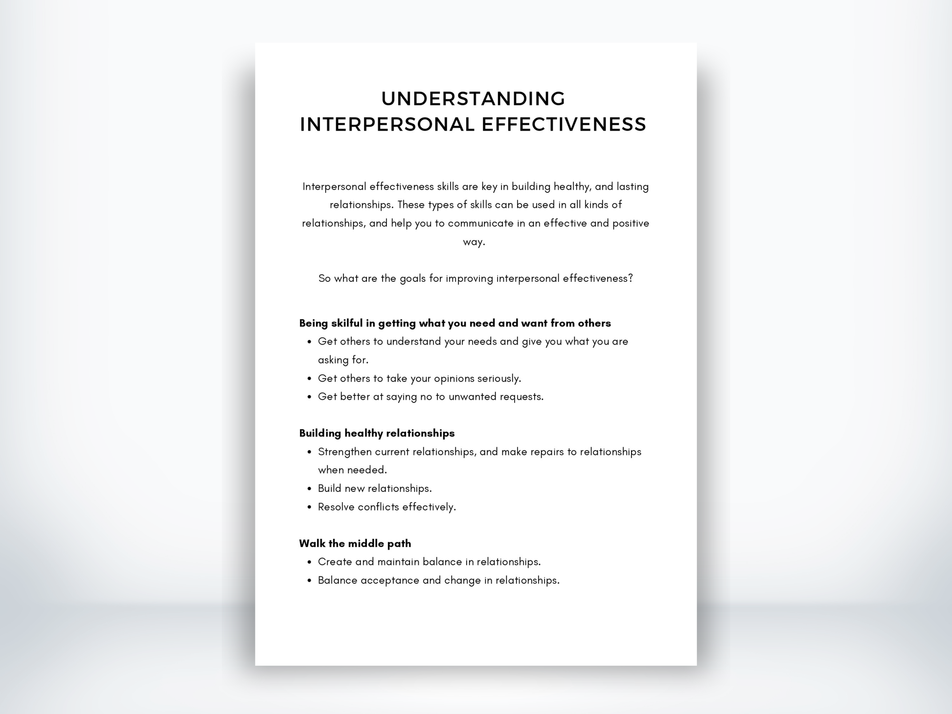 Understanding Interpersonal Effectiveness Handout PDF