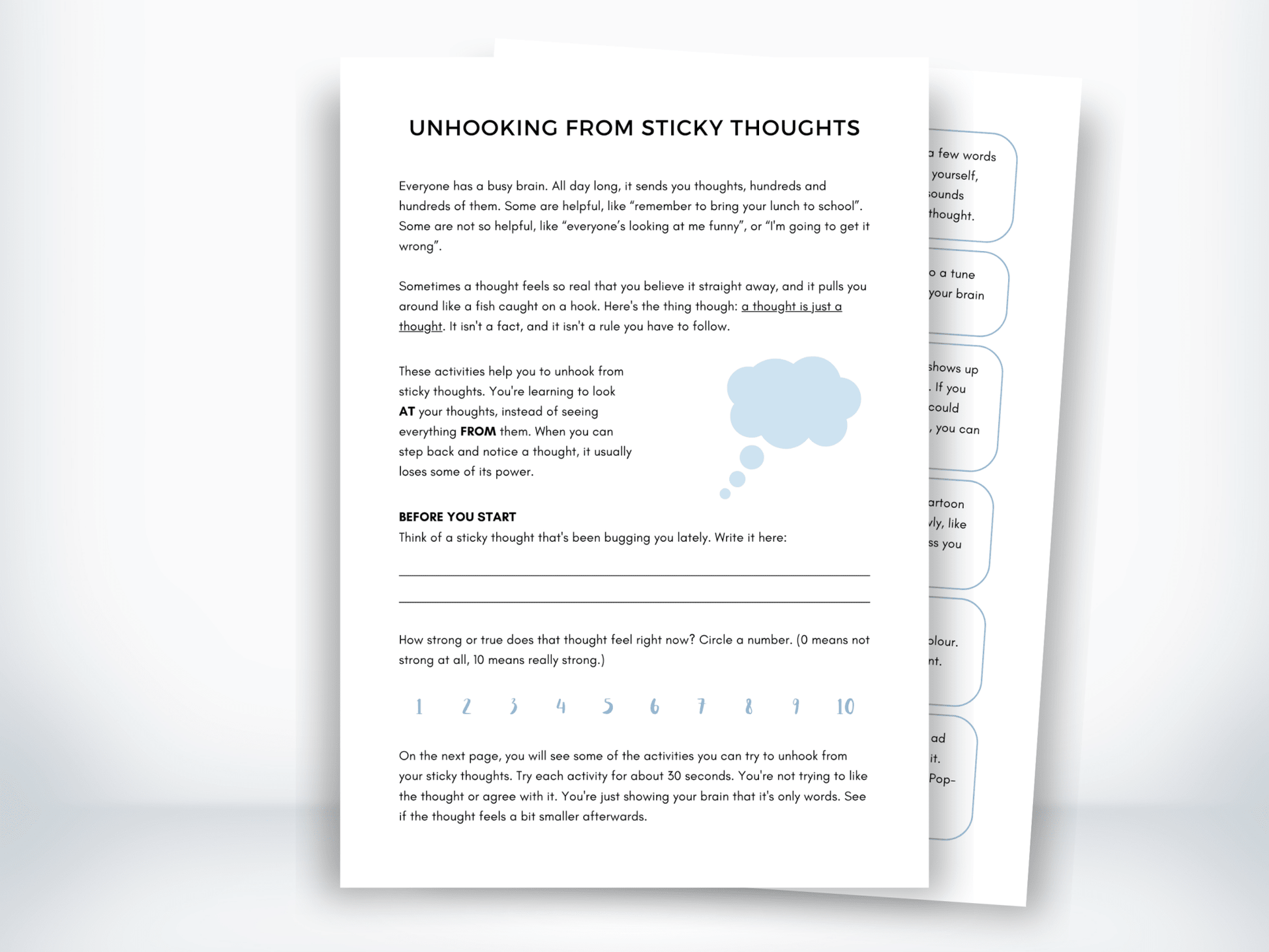 Unhooking From Sticky Thoughts PDF - My Thriving Mind