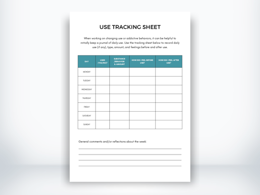 Use Tracking Sheet for Addiction PDF