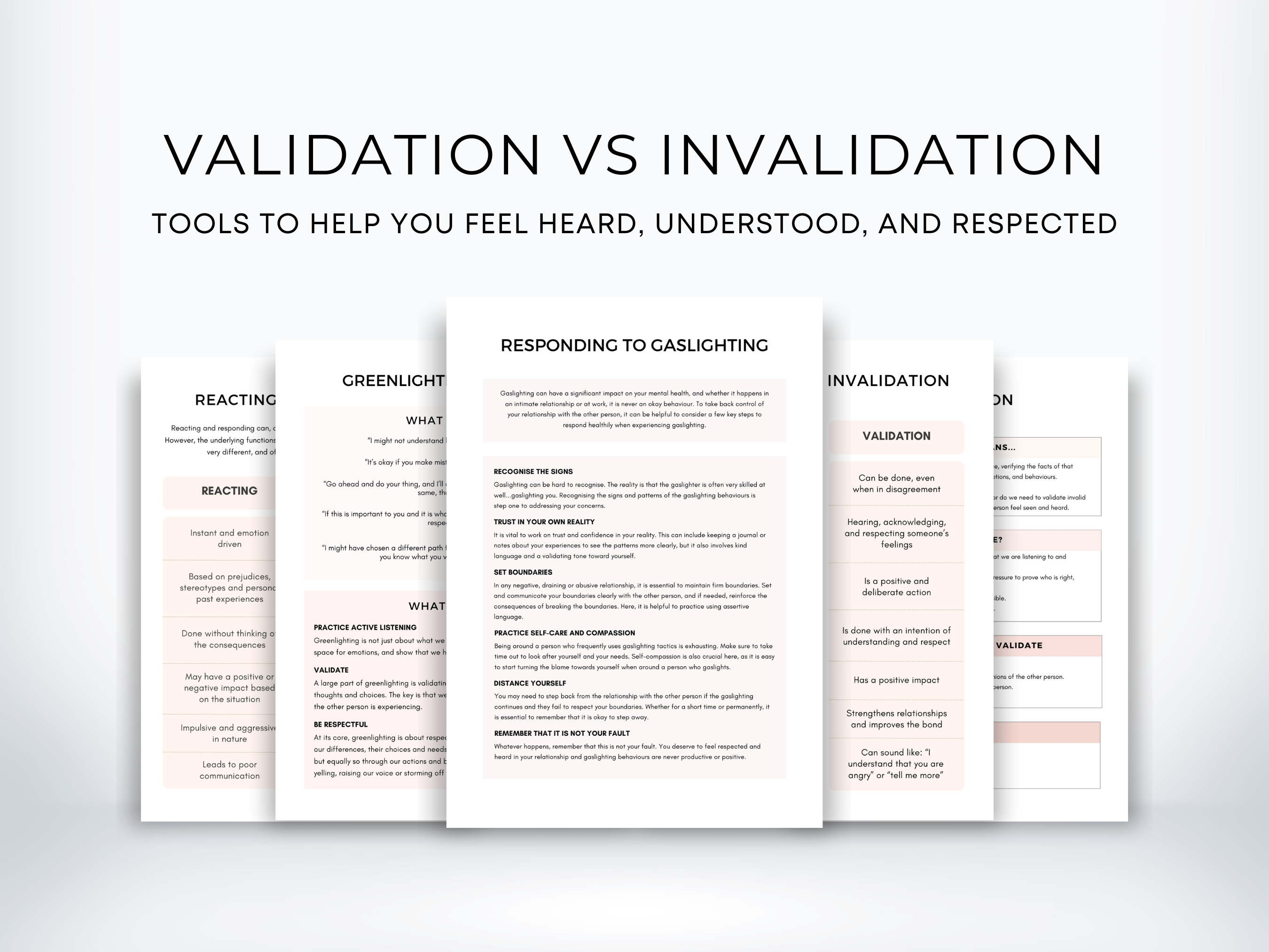Positive Invalidation Examples Validation vs Invalidation Worksheets | My Thriving Mind