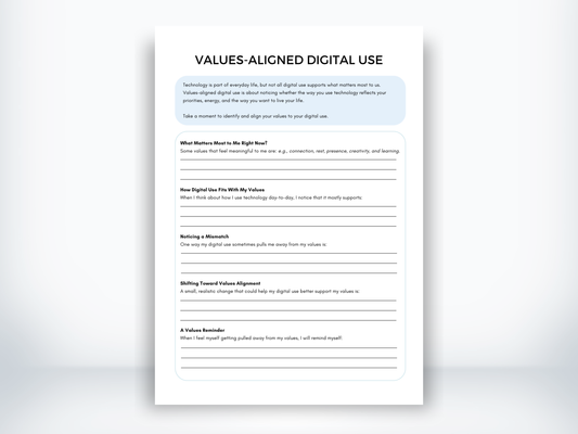 Values-Aligned Digital Use Worksheet PDF