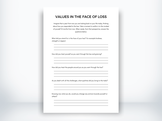 Values In The Face Of Loss Worksheet PDF