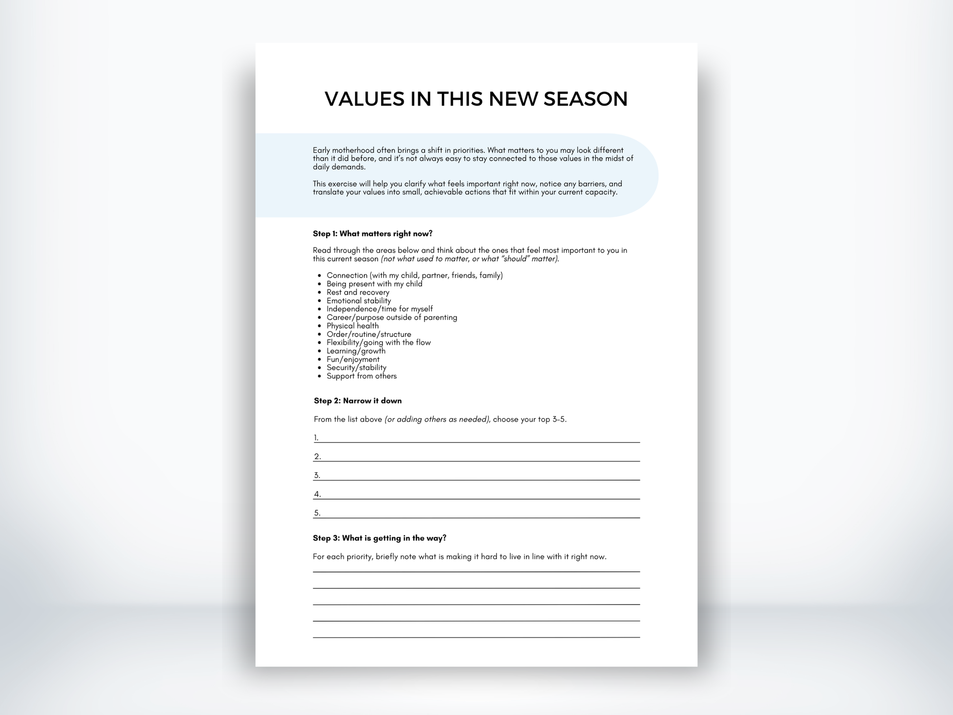 Values In This New Season of Parenthood Worksheet PDF