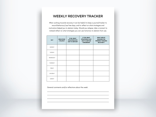 Weekly Recovery Tracker PDF