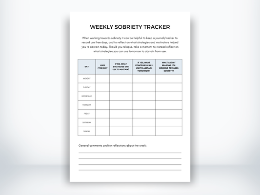 Weekly Sobriety Tracker PDF