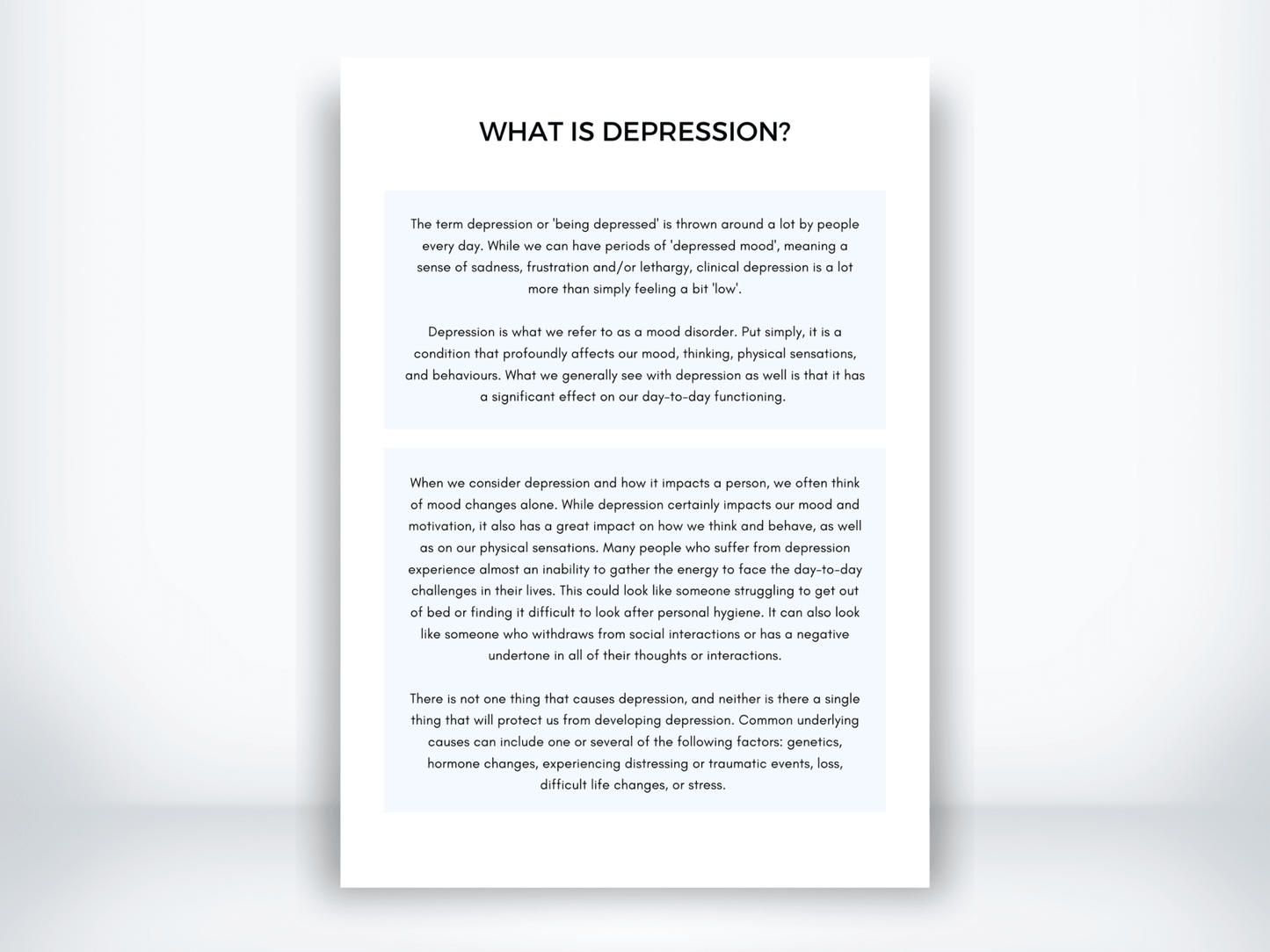 What Is Depression Handout PDF - My Thriving Mind