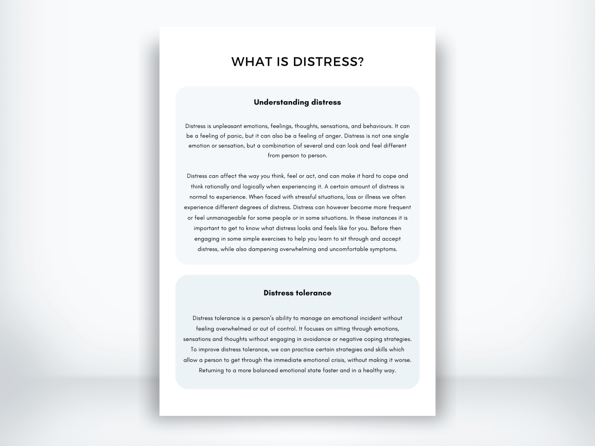 What Is Distress Handout (PDF) | My Thriving Mind