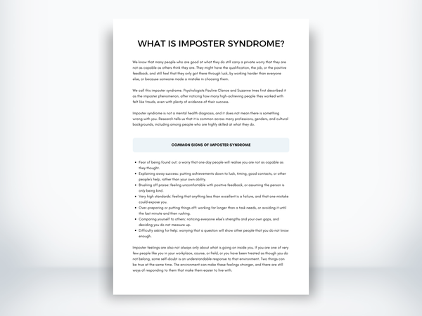 What Is Imposter Syndrome PDF