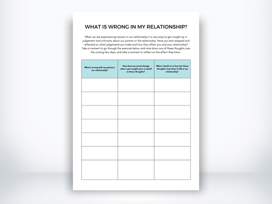 What Is Wrong In My Relationship Worksheet PDF