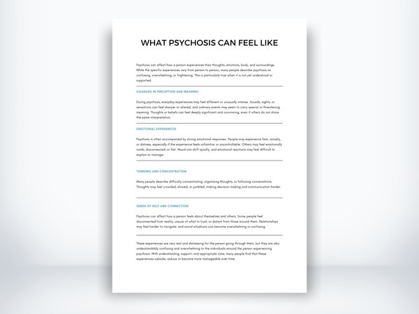 What Psychosis Can Feel Like Handout PDF