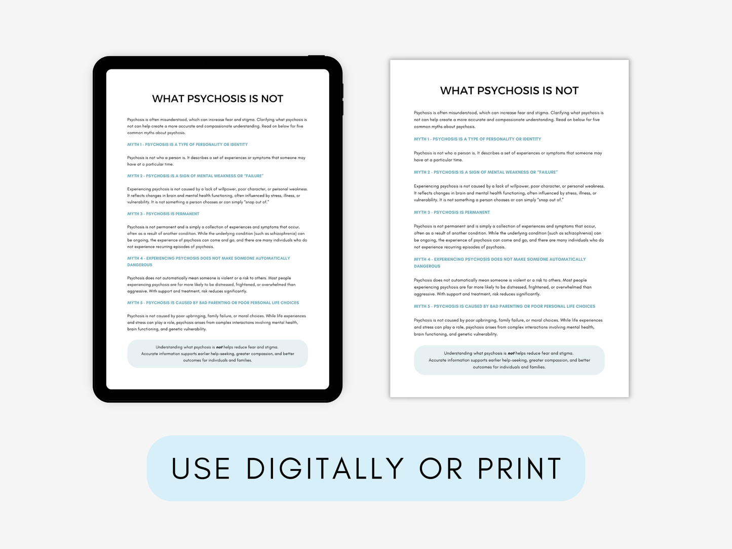 Understanding Psychosis Worksheets