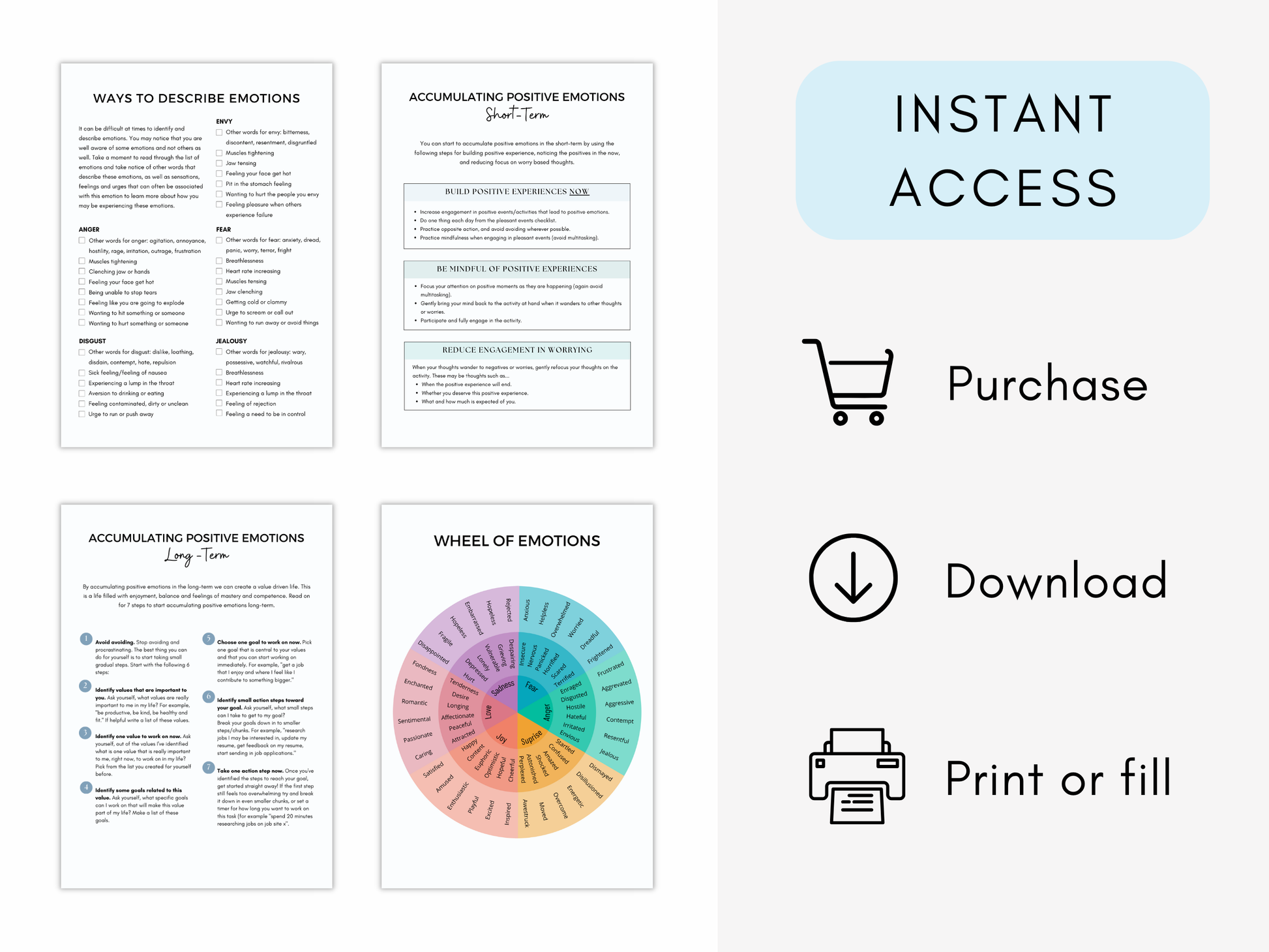 Wheel of Emotions Worksheets PDF