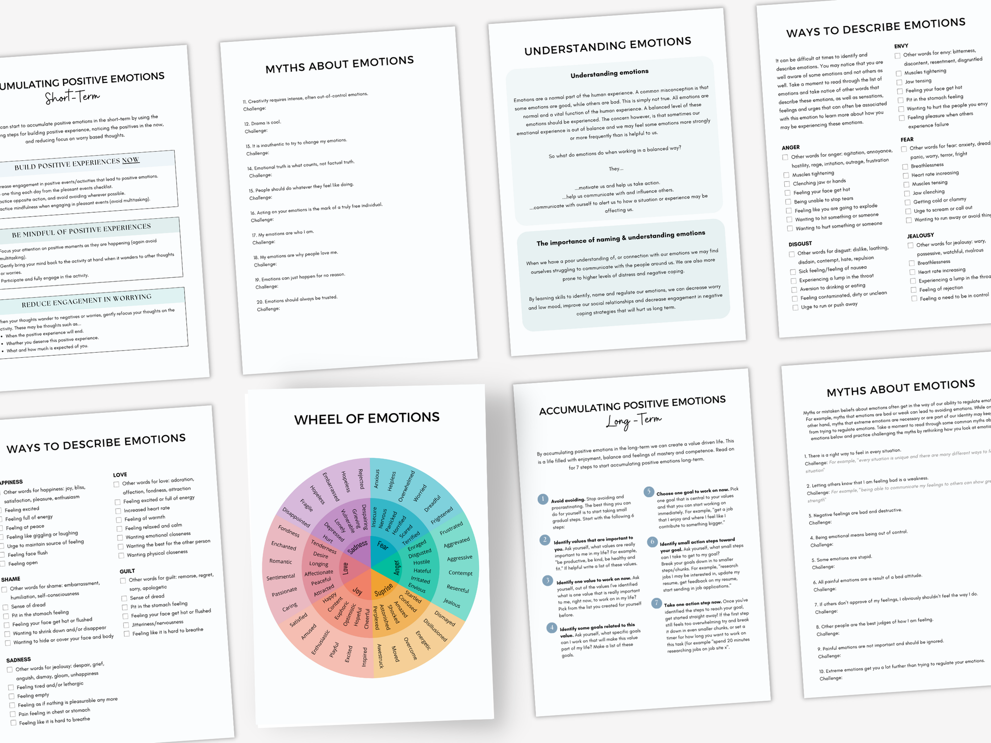Wheel of Emotions Worksheets PDF