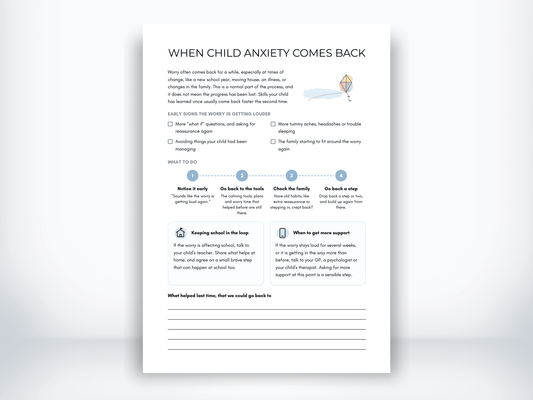 When Child Anxiety Comes Back PDF - My Thriving Mind