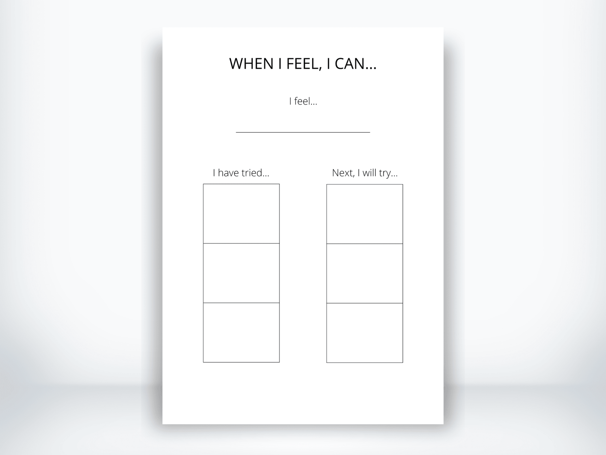 When I Feel X I Can Y Worksheet PDF - My Thriving Mind
