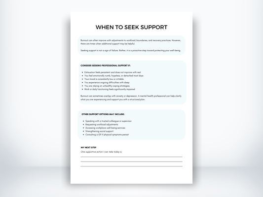 When To Seek Support For Burnout Handout PDF