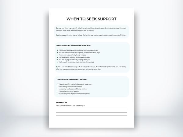 When To Seek Support For Burnout Handout PDF