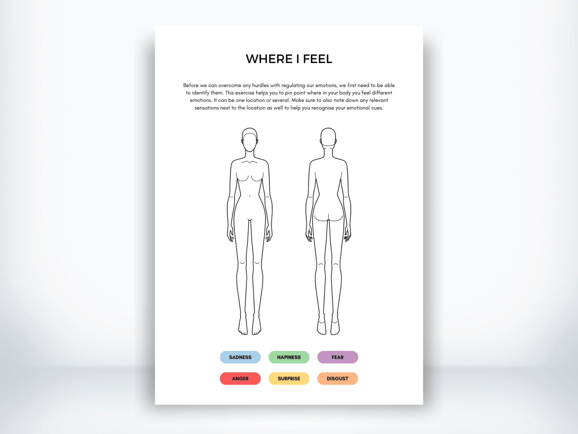 Where I Feel Worksheet PDF - My Thriving Mind