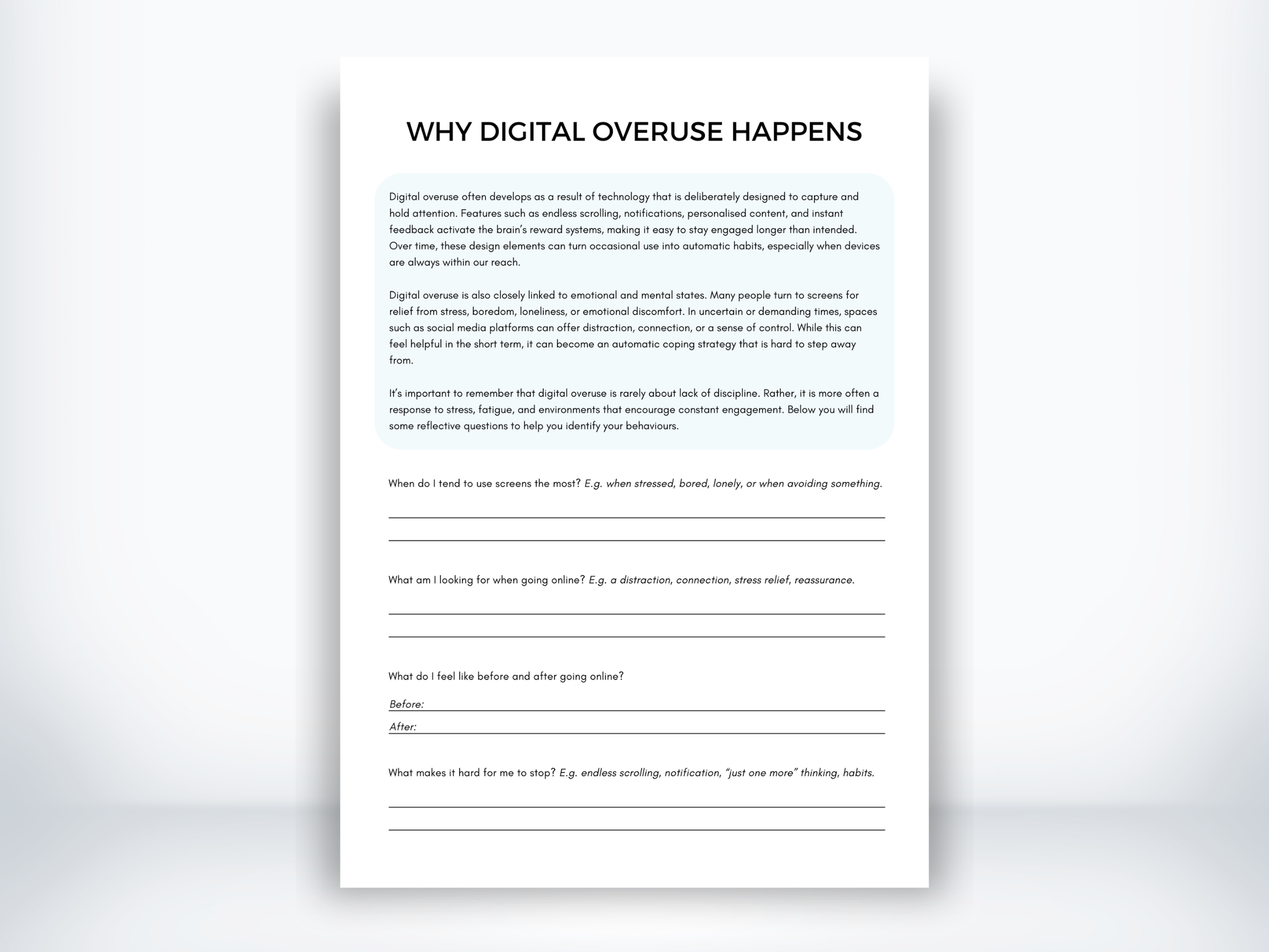 Why Digital Overuse Happens Handout PDF