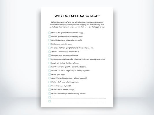 Why Do I Self-Sabotage Worksheet PDF