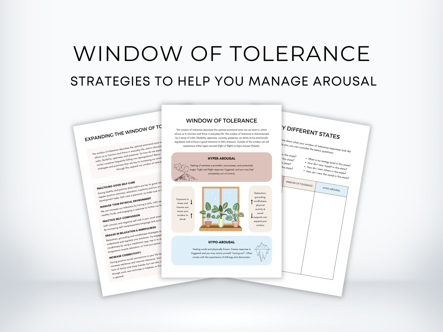 Window of Tolerance Worksheets PDF