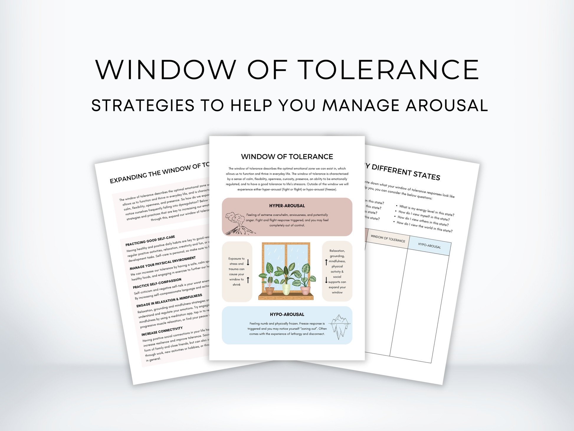 Window of Tolerance Worksheets PDF