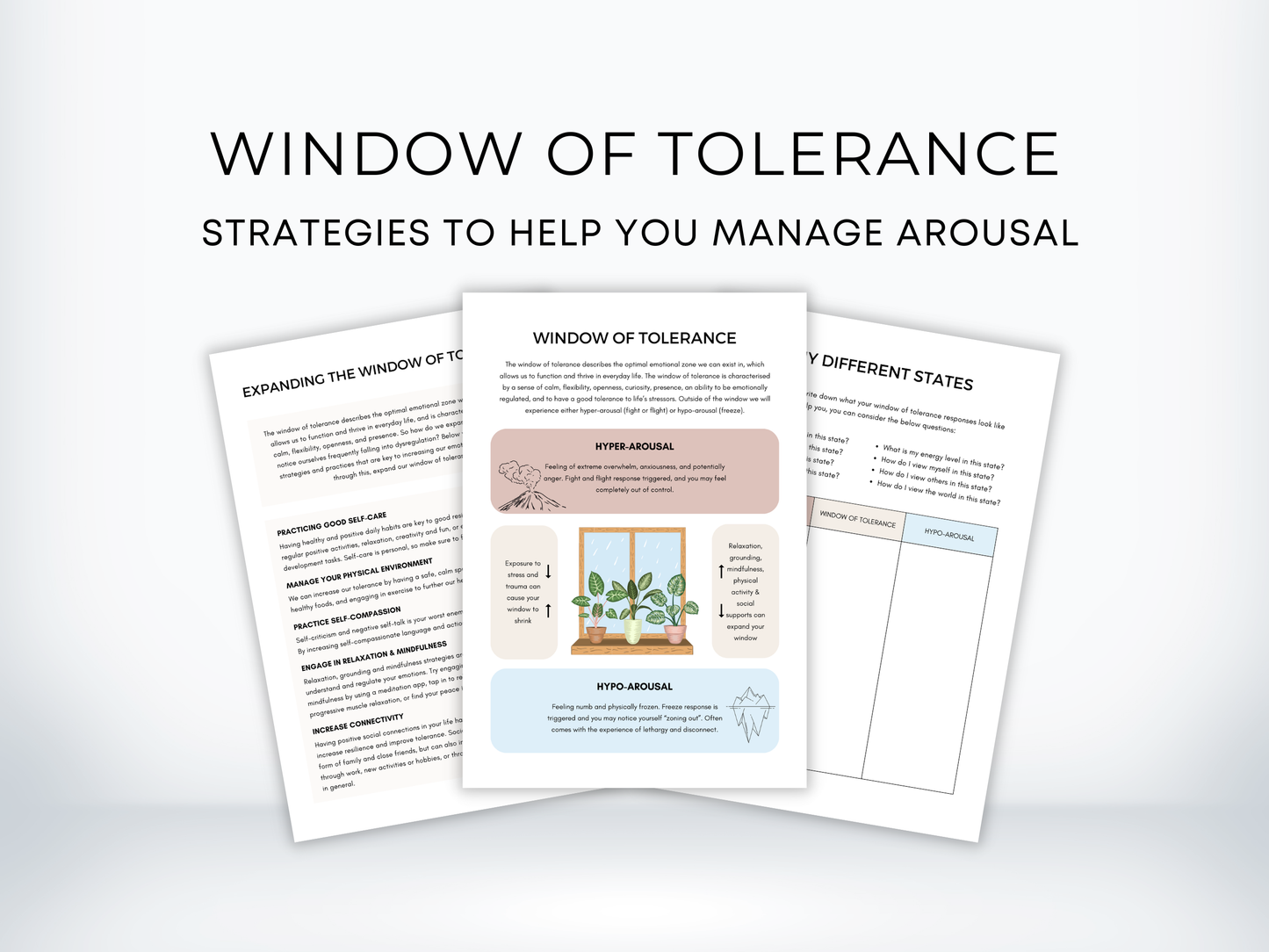 Window of Tolerance Worksheets PDF