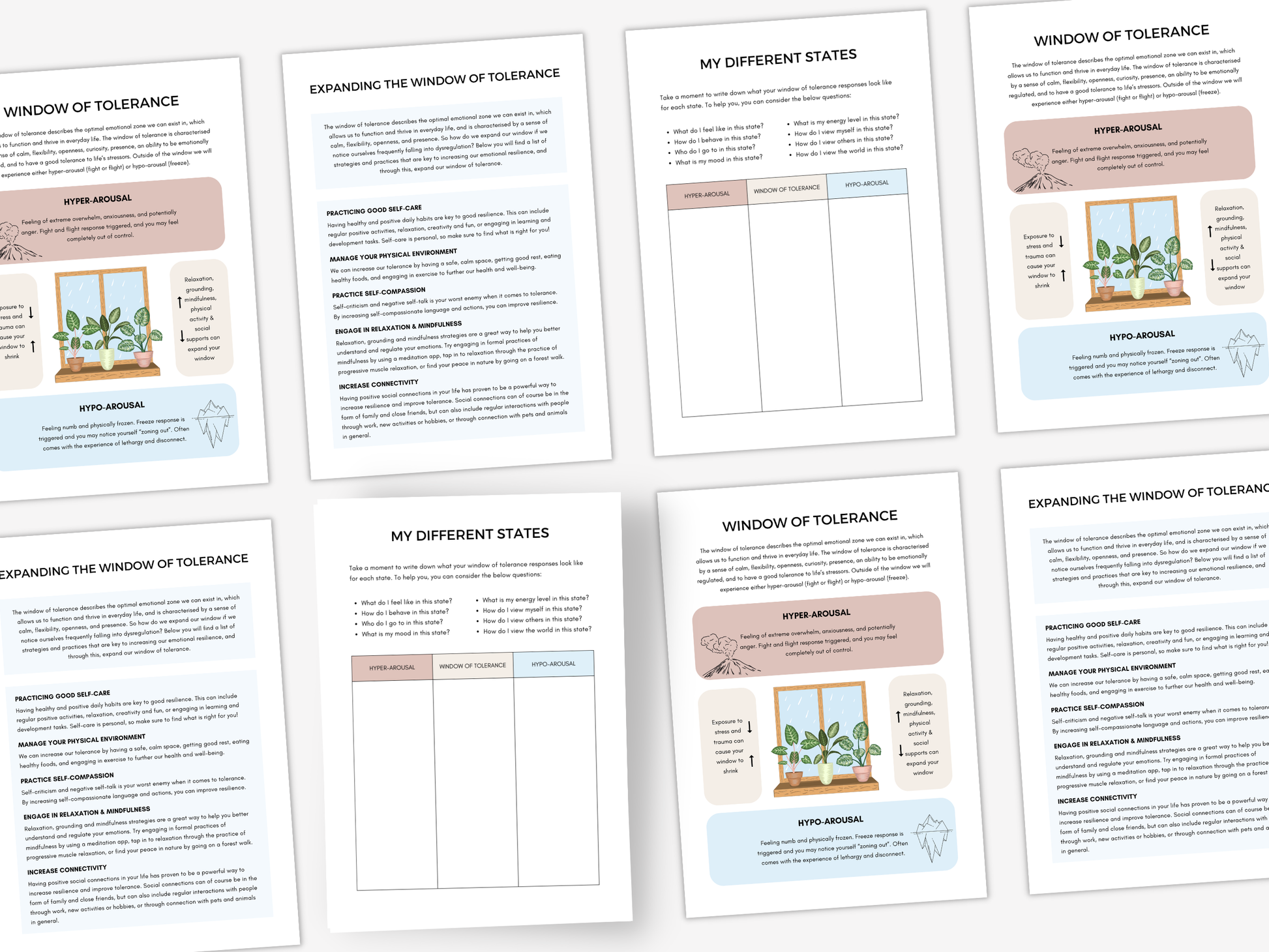 Window of Tolerance Worksheets PDF
