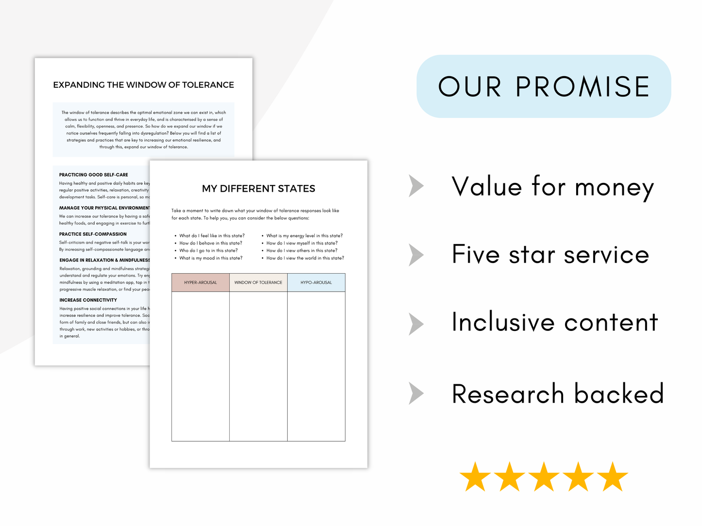 Window of Tolerance Worksheets PDF