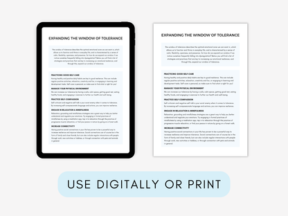 Window of Tolerance Worksheets PDF