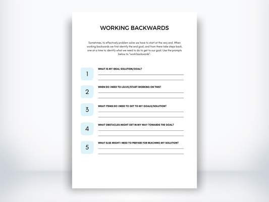 Working Backwards When Problem Solving Worksheet PDF