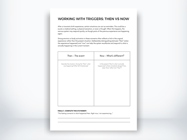 Working With Triggers After Birth Trauma Worksheet PDF