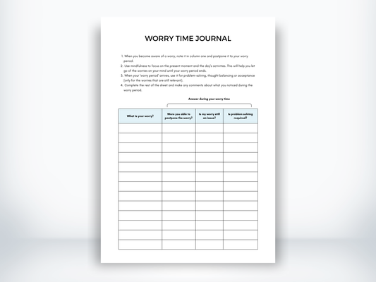 Worry Time Journal PDF