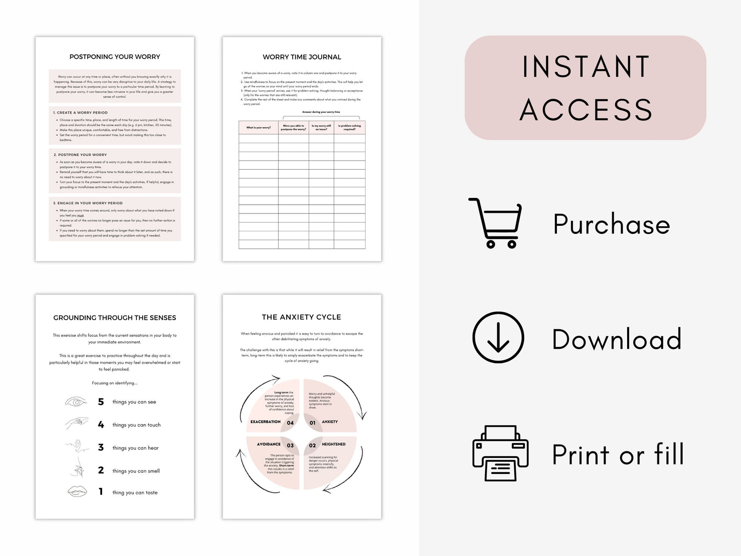 Worry Time Worksheets Bundle