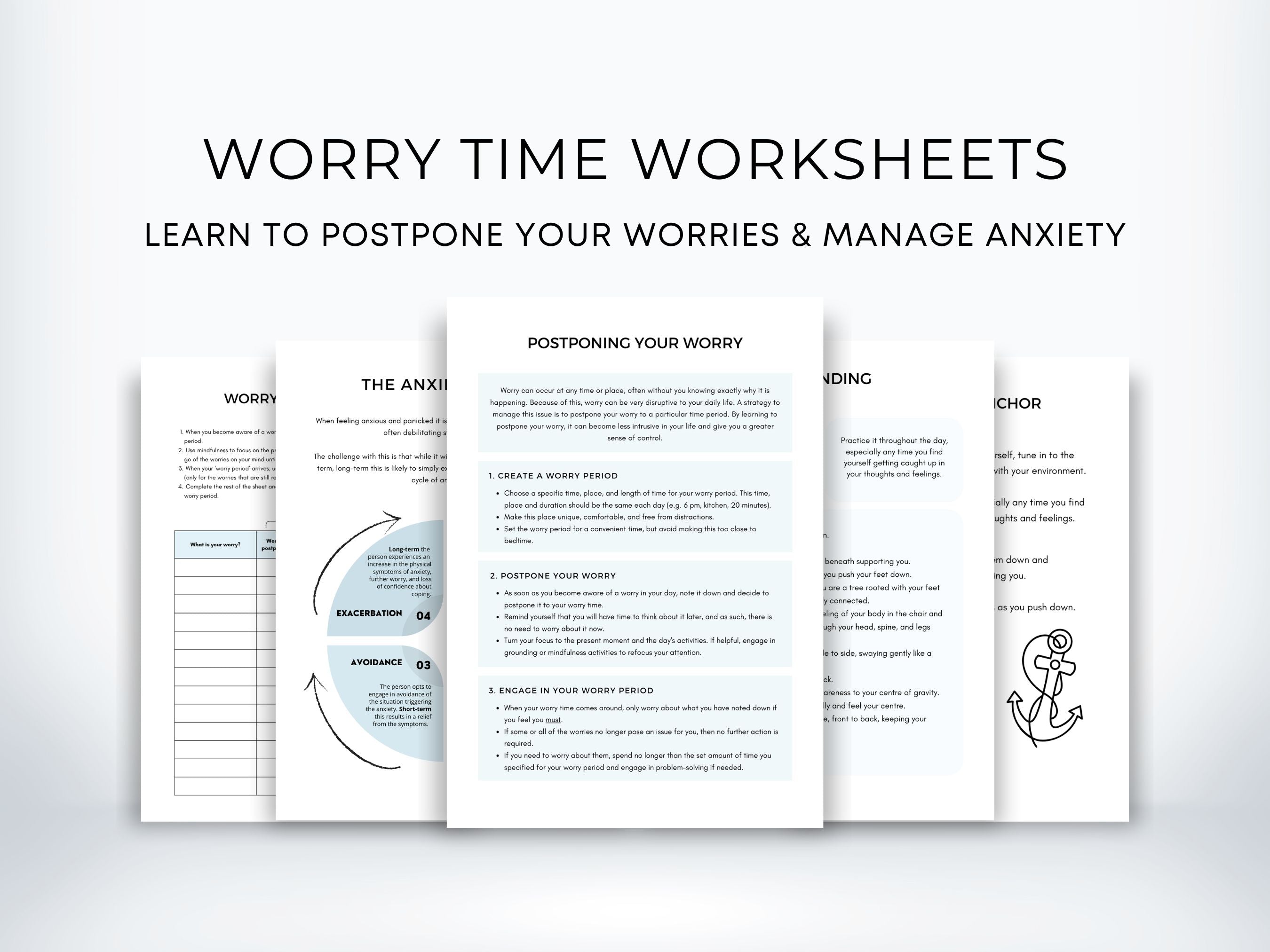 Worry Time Handout.pdf Worry Time Worksheets for Anxiety (7-Page PDF) | My Thriving Mind